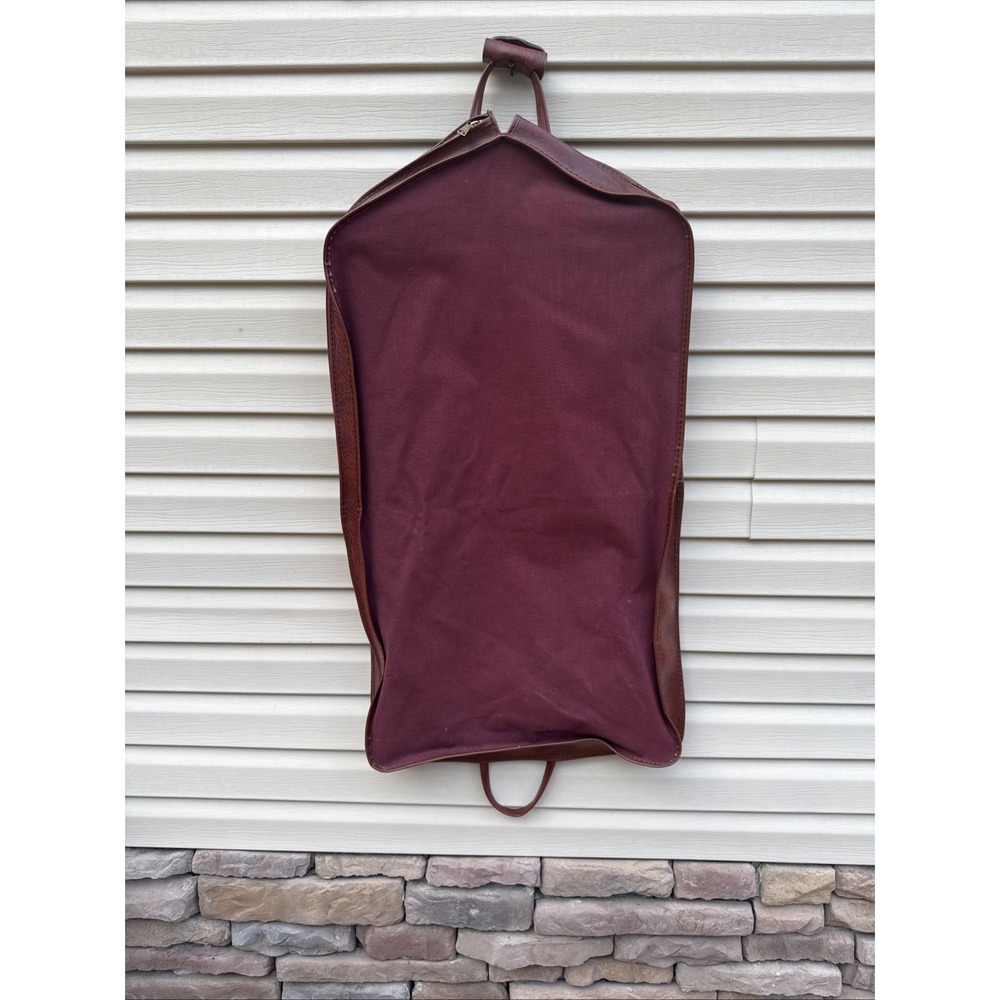 Vintage 60s Etienne Aigner Handcrafted  Burgundy Leather Garment Carrier - Picture 3 of 6